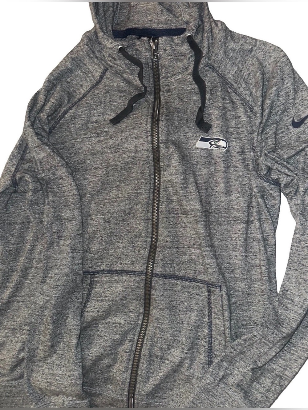 Nike Gray Heather Full-Zip Hoodie with Seahawks Logo